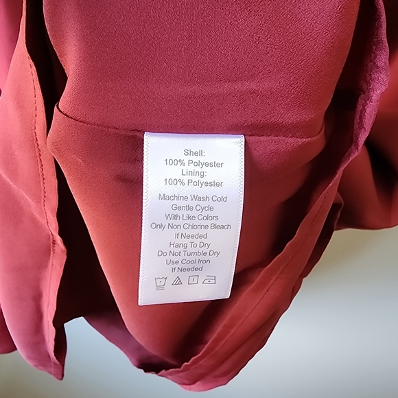 Lark & Ro Deep Red Long Sleeve Dress NWOT Keyhole Twist Knee length Classy - Picture 5 of 10